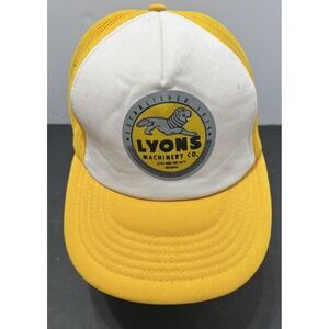 Vintage Mesh Trucker Hat Lloyns  Machinery Co. Arkansas Yellow White Foam Front